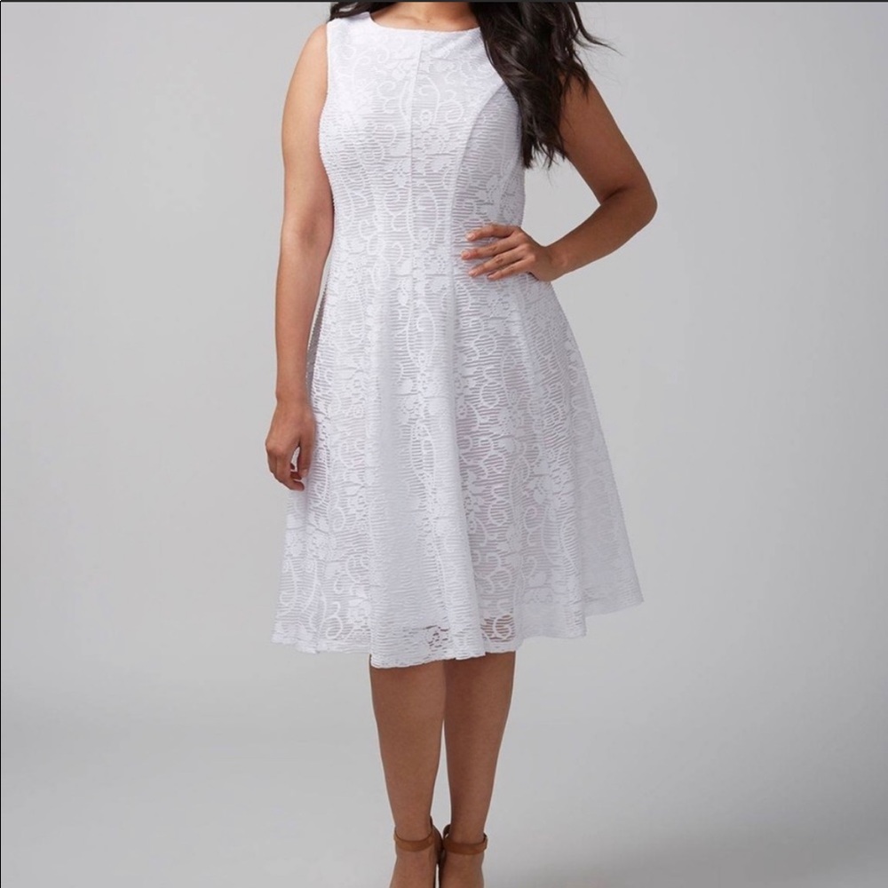 Lane Bryant~ White Lace Sleeveless Dress Size 14/16
